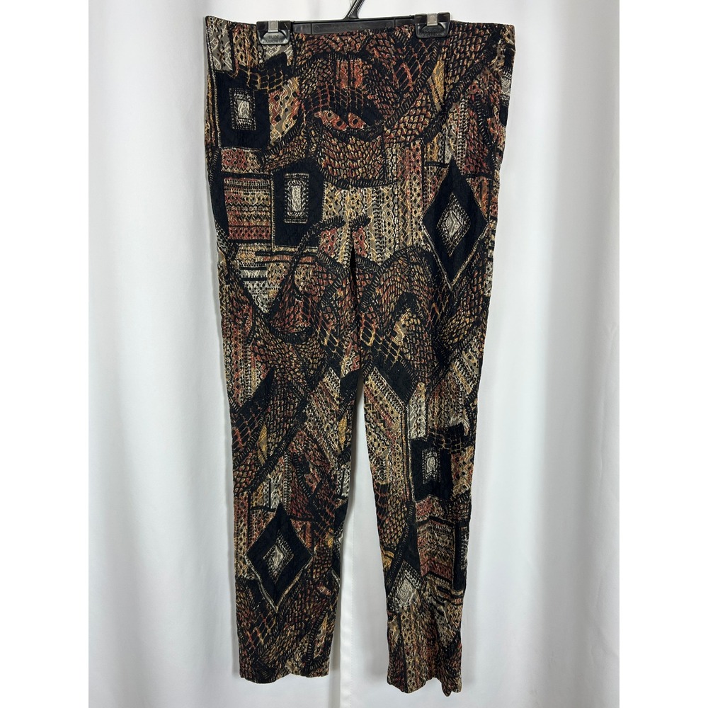 Joseph Ribkoff Art Abstract Geometric Textured Tapered Leg Pants Earth Tones 12